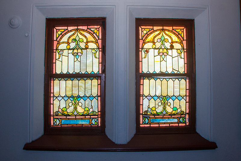 The stain glass windows of the Sunday School addition of the Reformed Church in the historic Port Richmond section of Staten Island, N,Y. on Friday Oct. 25, 2013. (Gordon Donovan)