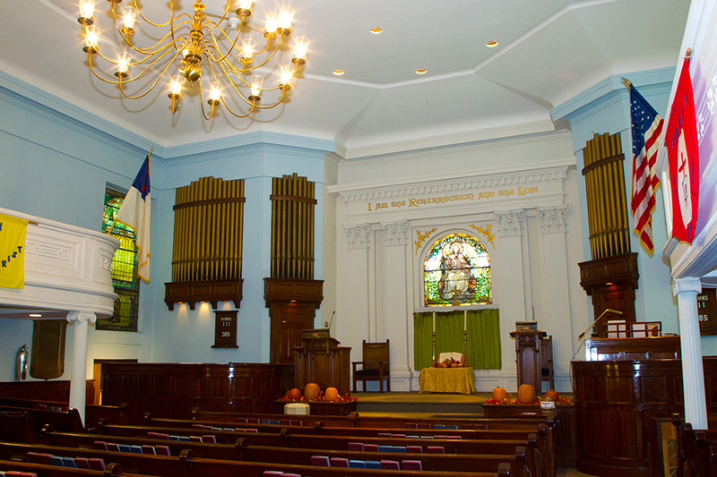 The alter and the piped organ of the Reformed Church in the historic Port Richmond section of Staten Island, N,Y. on Friday Oct. 25, 2013. (Gordon Donovan)