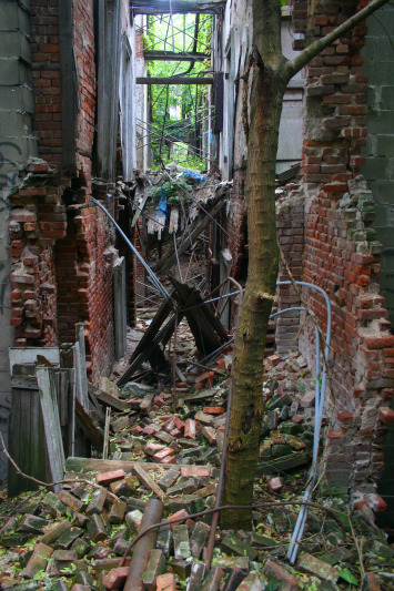 Portions of the roof and walls are just piles of rubble after years of exposure to the elements. (Gordon Donovan)