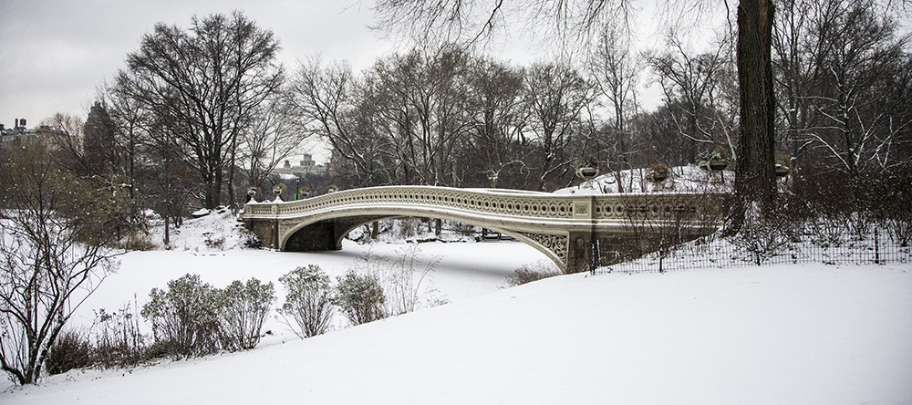 The Bow Bridge on a  quiet this morning after a snowstorm hit the New York City area, Friday Jan. 9, 2015. (Gordon Donovan/Yahoo News)