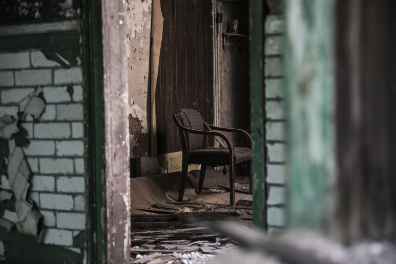 The interior of vacant homes on Mount Vernon St. in Camden N.J. that are drug hot spots for dealers. Many dealers used burnt vacants as an escape route to avoid arrest by authorities. (Gordon Donovan)