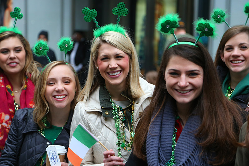 People show their green during the St. Patrick's Day Parade, March 17, 2015, in New York. (Gordon Donovan)