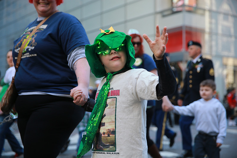 A boy marches with the 69th Infantry Regiment during the St. Patrick's Day Parade on March 17, 2016, in New York. (Gordon Donovan/Yahoo News)
