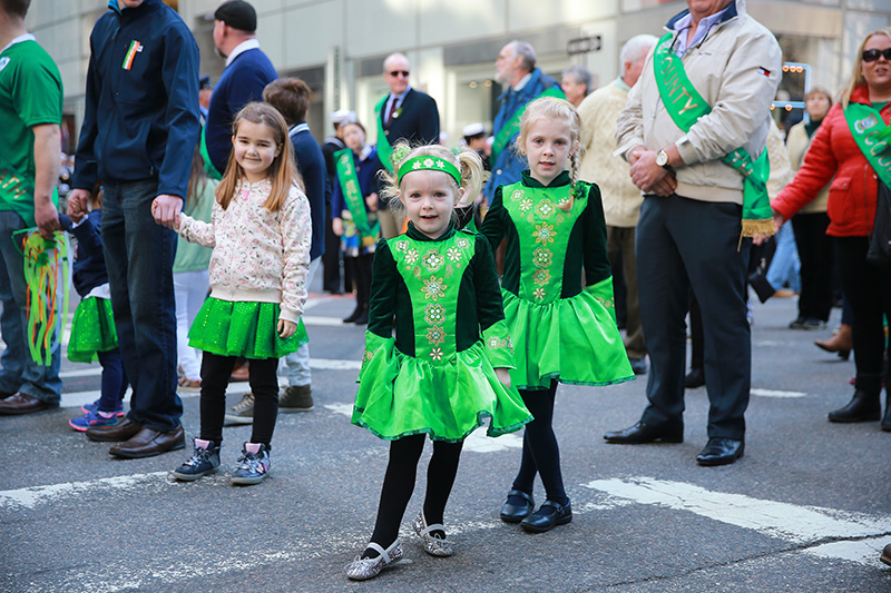 Two young marchers look festive during the St. Patrick's Day Parade, March 17, 2016, in New York. (Gordon Donovan/Yahoo News)