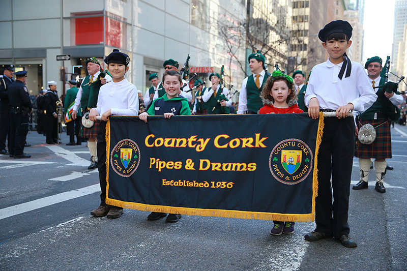 Children march and hold up a banner during the St. Patrick's Day Parade, March 17, 2016, in New York. (Gordon Donovan/Yahoo News)