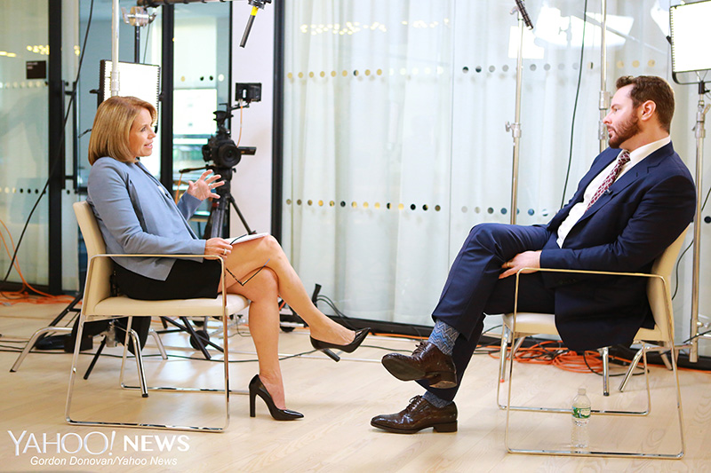 Yahoo Global News Anchor Katie Couric concludes her interview with Entrepreneur Sean Parker at the Yahoo Studios in New York City on Monday June 8, 2015. (Gordon Donovan/Yahoo News)