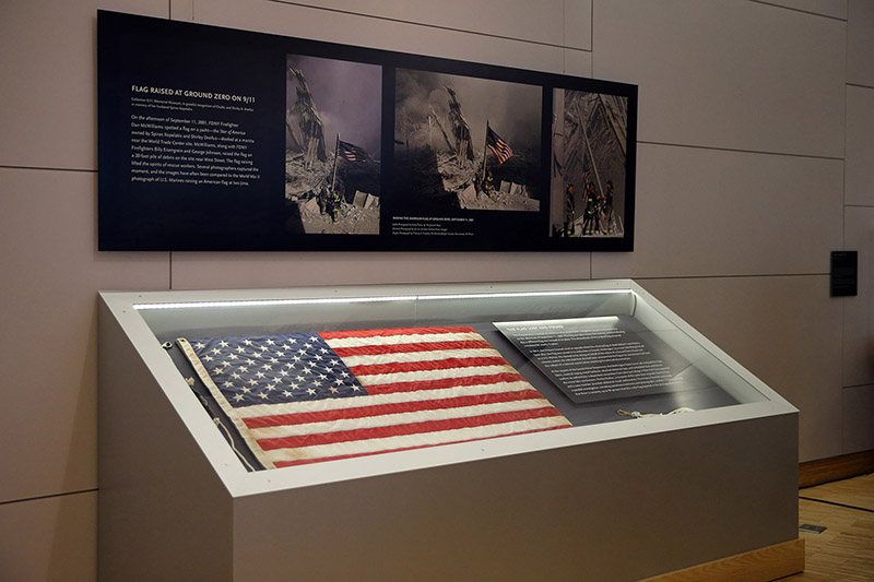 In the aftermath of the 9/11 attacks, an iconic image of first responders raising an American flag over the rubble of the fallen World Trade Center provided a symbol of hope and strength to many Americans. The ground zero flag, as it's commonly called, went missing for years after it was lost during the cleanup of the area. Now, nearly 15 years later, the flag hangs on display at the National September 11 Memorial and Museum in New York City. (Gordon Donovan/Yahoo News)