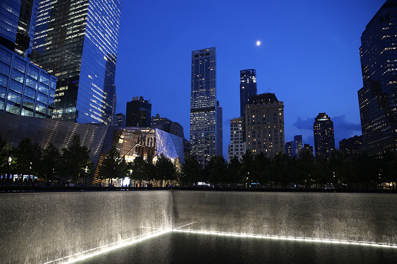 One of the 9/11 Memorial pools and Museum in New York City on Sept. 8, 2016. (Gordon Donovan/Yahoo News)