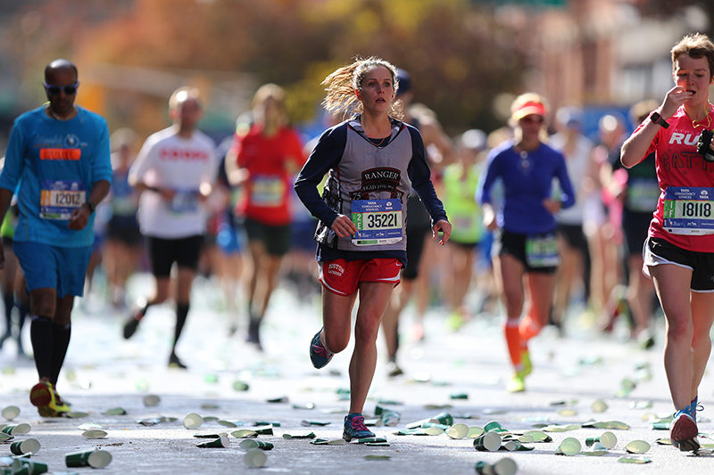 A participant trudges up First Ave. approaching mile 17 of the 2016 New York City Marathon, Nov. 6, 2016. (Gordon Donovan/Yahoo News)