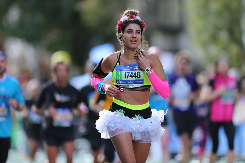 A runner wears so informal attire during the 2016 New York City Marathon, Nov. 6, 2016. (Gordon Donovan/Yahoo News)