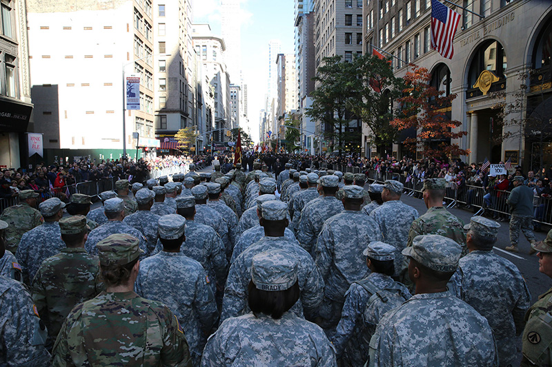Members of the U.S. Army march up Fifth Avenue during the Veterans Day parade in New York on Nov. 11, 2016. (Gordon Donovan/Yahoo News)