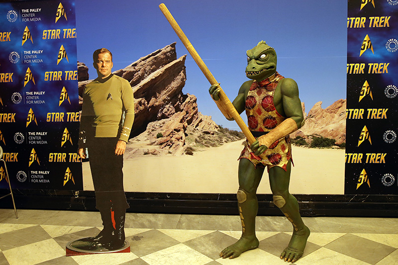 Captain Kirk and reptilian Captain Gorn on exhibit at the Paley Center. (Photo: Gordon Donovan/Yahoo News)