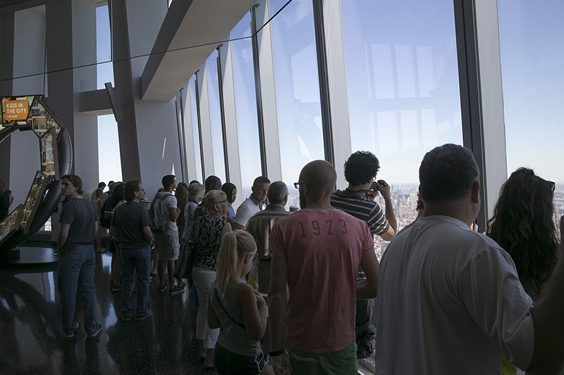 People check out the views from the observatory at One World Trade Center on Aug. 23, 2016 in New York City. (Gordon Donovan/Yahoo News)
