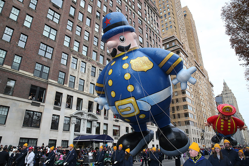 The Harold the Policeman balloon floats in the 90th Macy’s Thanksgiving Day Parade in New York, Thursday, Nov. 24, 2016. (Gordon Donovan/Yahoo News)