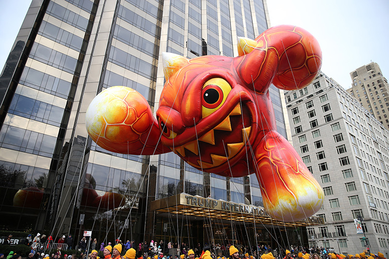Eruptor returns to the parade for his third flight, in the 90th Macy’s Thanksgiving Day Parade in New York, Thursday, Nov. 24, 2016. Literally a force of nature, Skylanders’ Eruptor will fly high, delighting fans of all ages. (Gordon Donovan/Yahoo News)
