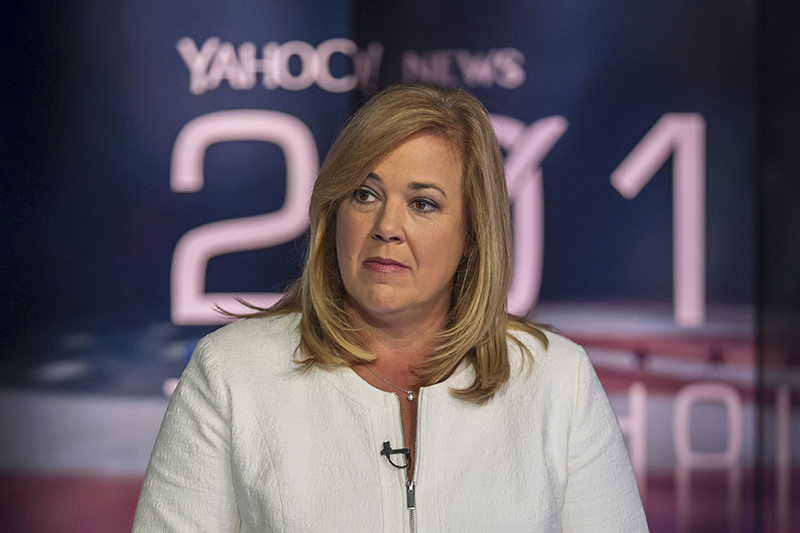 Republican political consultant and strategist Katie Packer joins a panel hosted by Katie Couric at the Yahoo News Studios on election night on Tuesday, Nov. 6, 2016. (Gordon Donovan/Yahoo News)