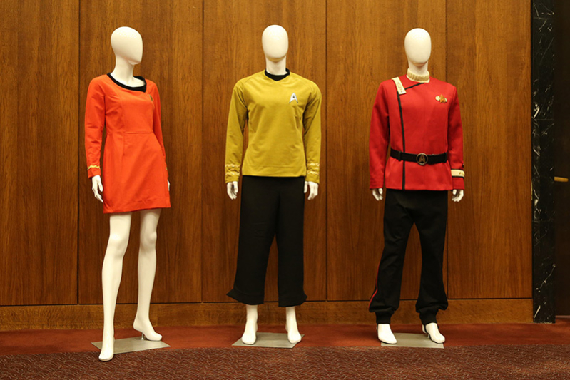 Costumes on display at the "Star Trek'' 50th anniversary exhibit. (Gordon Donovan/Yahoo News)