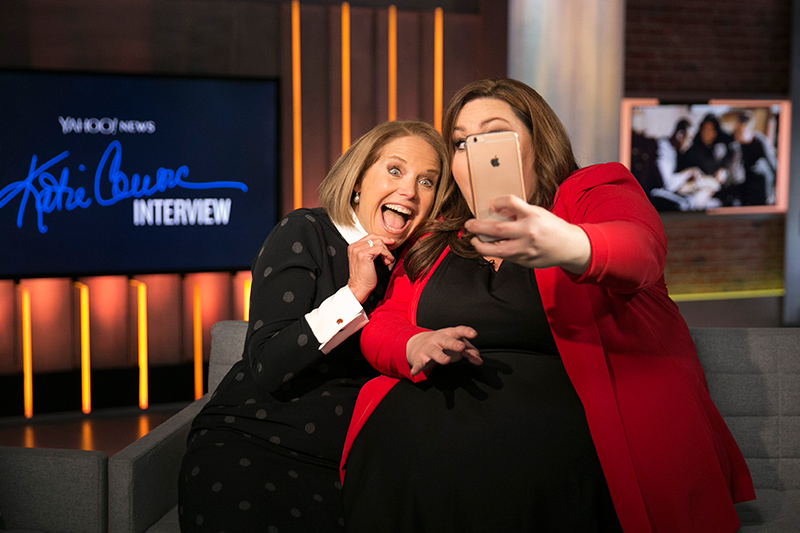Yahoo Global News Anchor Katie Couric poses for a photo with actress Chrissy Metz at the Yahoo Studios in New York City on Feb. 16, 2017. (Gordon Donovan/Yahoo News)