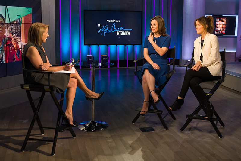 Yahoo Global News Anchor Katie Couric interviews author Rebecca Skloot and actress Rose Byrne at the Yahoo Studios in New York City on April 14, 2017. (Gordon Donovan/Yahoo News)