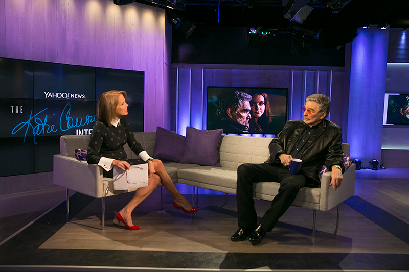 Yahoo Global News Anchor Katie Couric interviews actor Burt Reynolds at the Yahoo Studios in New York City on April 21, 2017. (Gordon Donovan/Yahoo News)