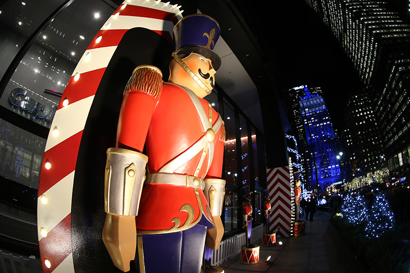 A wooden soldier stands guard outside an office building on Park Avenue in New York City. (Gordon Donovan/Yahoo News)