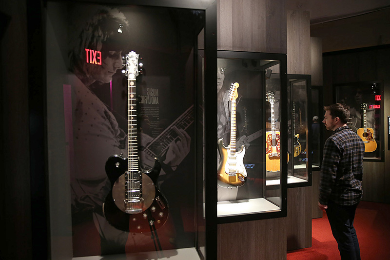The guitar gallery brings together examples of some of Keith, Ronnie and Mick’s prized instruments. (Gordon Donovan/Yahoo News)