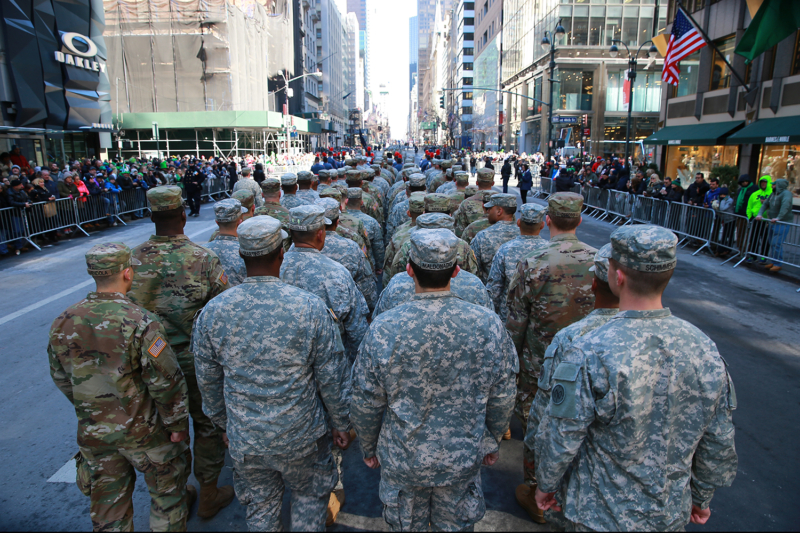 Members of the National Guard march up Fifth Avenue during the St. Patrick's Day Parade, March 17, 2017, in New York. (Gordon Donovan/Yahoo News)