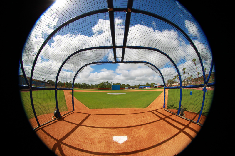 A fish eye view of the batting cage at the Mets spring training facility in Port St. Lucie, Fl., Friday, Feb 24, 2017. (Gordon Donovan/Yahoo Sports)