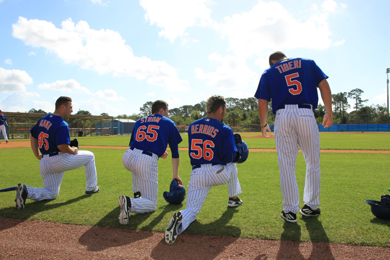 New York Mets prospects get ready to participate in morning workouts at the New York Mets spring training facility in Port St. Lucie, Fl., Monday, Feb. 27, 2017. (Gordon Donovan/Yahoo Sports)