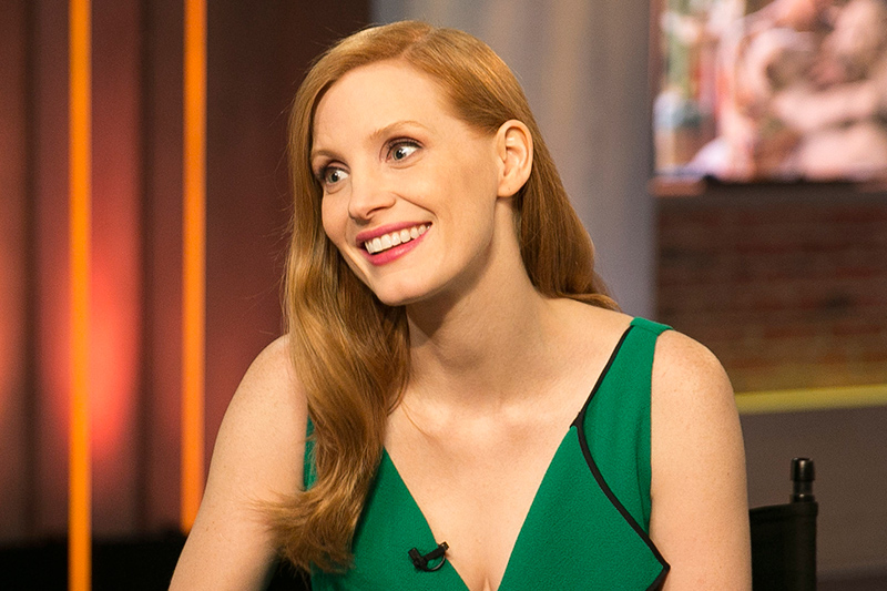 Actress Jessica Chastain is interviewed with Yahoo Global News Anchor Katie Couric at the Yahoo Studios in New York City on March 20, 2017. (Gordon Donovan/Yahoo News)