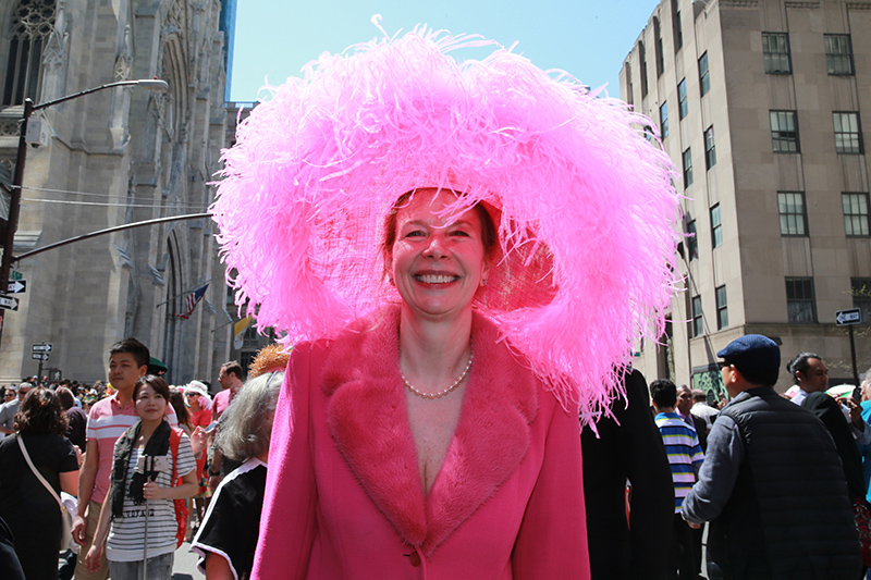 Cynthia Gable of Connecticut is "Pretty in Pink" during the 2017 New York City Easter Parade on April 16, 2017. (Photo: Gordon Donovan/Yahoo News)