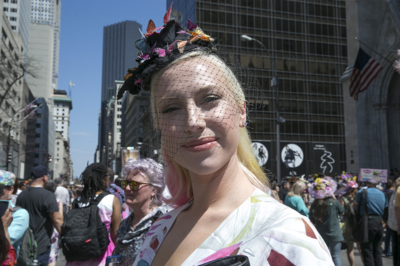 Mary Chavez of New York poses for a photo during the annual Easter Parade and Easter Bonnet Festival on the Fifth Avenue in New York on April 16, 2017. (Photo: Gordon Donovan/Yahoo News)