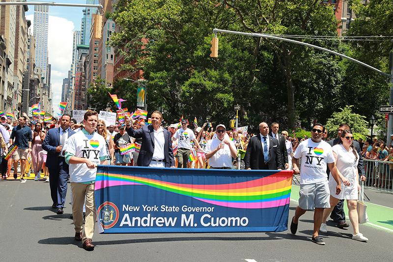 New York Governor Andrew Cuomo marches in the NYC Pride Parade in New York, Sunday, June 25, 2017. (Gordon Donovan/Yahoo News)
